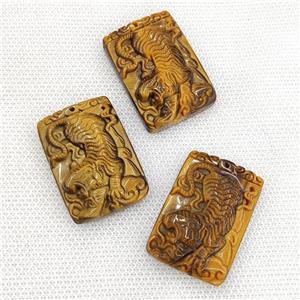 Natural Tiger Eye Stone Pendant Tiger Carved, approx 28-40mm