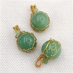 Natural Green Aventurine Sphere Ball Pendant Wire Wrapped, 18mm, 30mm