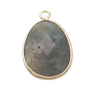 Natural Labradorite Teardrop Pendant Gold Plated, approx 17-23mm