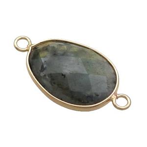 Labradorite Teardrop Connector Gold Plated, approx 17-23mm