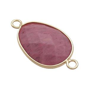 Pink Wood Lace Jasper Teardrop Connector Gold Plated, approx 17-23mm