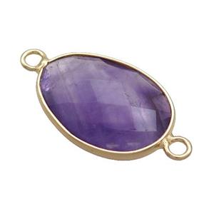 Purple Amethyst Teardrop Connector Gold Plated, approx 17-23mm