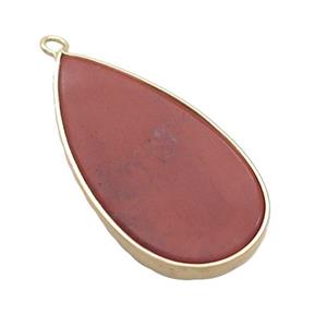 Red Jasper Teardrop Pendant Gold Plated, approx 20-40mm