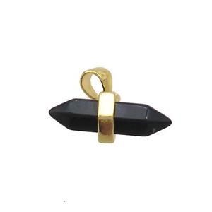 Black Obsidian Bullet Pendant Gold Plated, approx 4-16mm