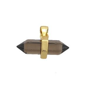 Smoky Quartz Bullet Pendant Gold Plated, approx 4-16mm