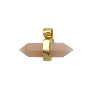 Pink Aventurine Bullet Pendant Gold Plated Double Point, approx 4-16mm