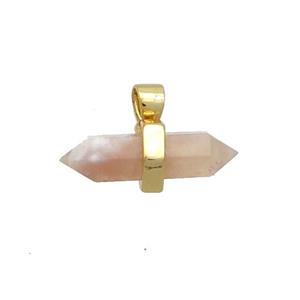 Natural Cherry Sakura Agate Bullet Pendant Gold Plated Double Point, approx 4-16mm