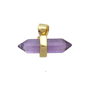 Purple Amethyst Bullet Pendant Gold Plated Double Point, approx 4-16mm