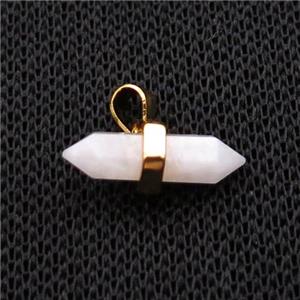 White Moonstone Bullet Pendant Gold Plated, approx 4-16mm