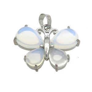 White Opalite Butterfly Pendant Platinum Plated, approx 20-30mm