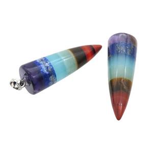 Gemstone Chakra Bullet Pendant Yoga Multicolor, approx 14-40mm
