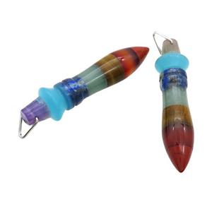Gemstone Chakra Bullet Pendant Yoga Multicolor, approx 12-55mm