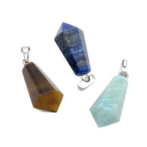 Natural Gemstone Teardrop Pendant Mixed, approx 13-23mm