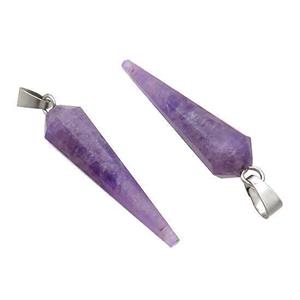 Natural Purple Amethyst Pendulum Pendant, approx 8-30mm