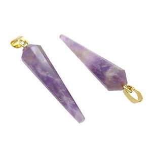 Natural Amethyst Pendulum Pendant Purple, approx 8-30mm