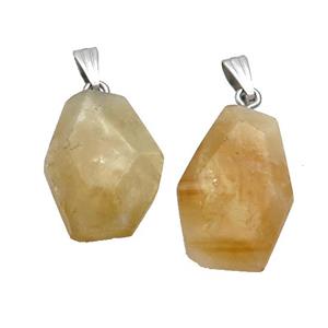 Natural Yellow Citrine Slice Pendant Freeform, approx 15-25mm