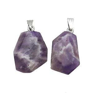 Natural Dogtooth Amethyst Slice Pendant Freeform Purple, approx 15-25mm