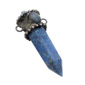 Natural Blue Lapis Lazuli Bullet Pendant Kyanite 2loops, approx 14-50mm