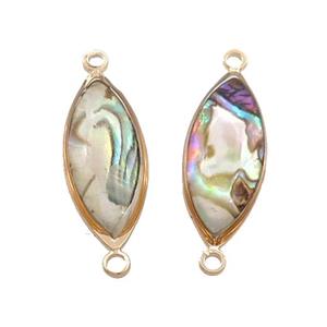 Abalone Shell Horse-eye Connector Gold Plated, approx 8-20mm