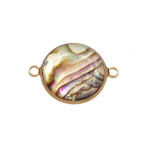 Abalone Shell connector, gold plated, approx 14mm