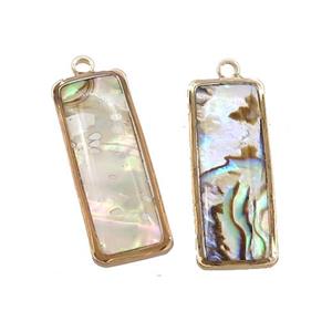 Abalone Shell Rectangle Pendant Gold Plated, approx 9-24mm