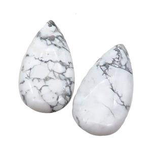 White Howlite Turquoise Teardrop Pendant, approx 20-40mm