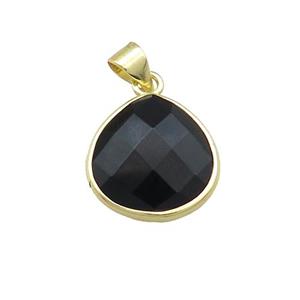 Natural Onyx Teardrop Pendant Gold Plated, approx 15mm