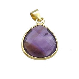 Natural Fluorite Teardrop Pendant Gold Plated, approx 15mm