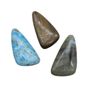 Natural Gemstone Triangle Pendant Mixed, approx 20-40mm