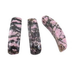 Natural Chinese Rhodonite bracelet Connector Pink Curving, approx 11-38mm