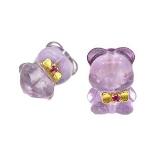 Natural Amethyst Pig Charms Beads, approx 10-15mm