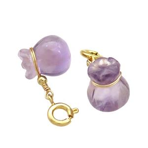 Natural Amethyst Bags Pendant Purple Carved, approx 10-12mm