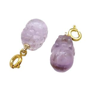 Natural Amethyst Pixiu Pendant Purple Carved, approx 10-13mm