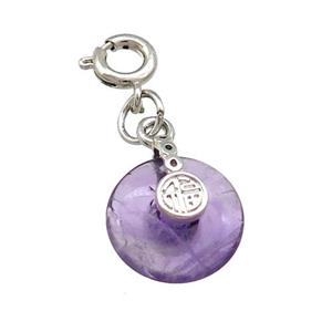 Natural Amethyst Donut Pendant Purple, approx 12mm