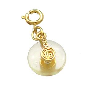 Natural Clear Quartz Donut Pendant Gold Plated Clasp, approx 12mm