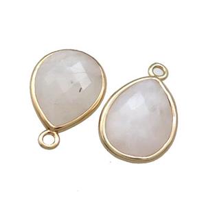 Natural White Moonstone Teardrop Pendant Gold Plated, approx 13-15mm