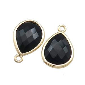 Black Onyx Agate Teardrop Pendant Gold Plated, approx 13-15mm