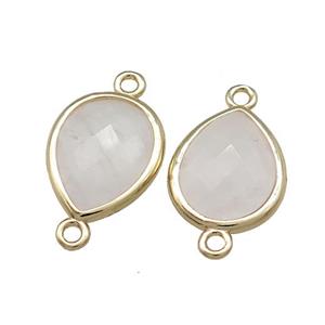 Clear Quartz Teardrop Connector Gold Plated, approx 13-15mm