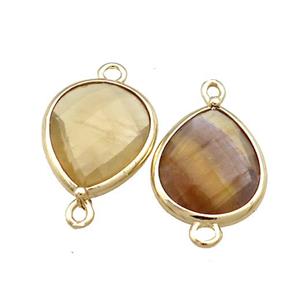 Yellow Fluorite Teardrop Connector Gold Plated, approx 13-15mm