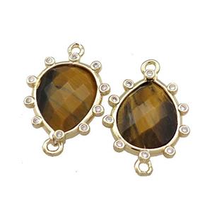 Tiger Eye Stone Teardrop Connector Gold Plated, approx 15-17mm