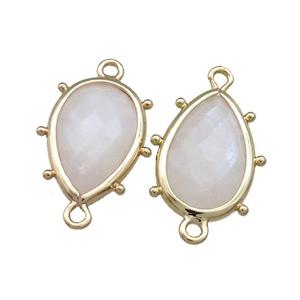 White Moonstone Teardrop Connector Gold Plated, approx 12-18mm