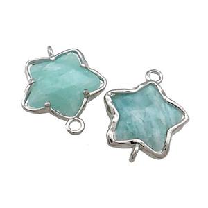 Green Amazonite Flower Connector Platinum Plated, approx 17mm