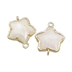 White Moonstone Flower Connector Gold Plated, approx 17mm