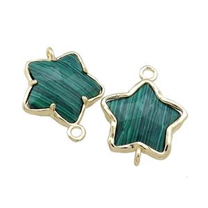 Synthetic Green Malachite Flower Connector Gold Plated, approx 17mm