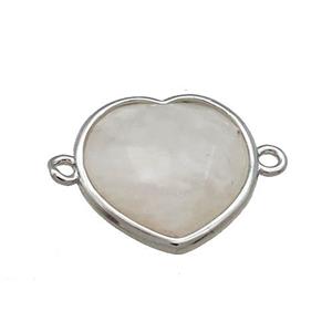 Clear Quartz Heart Connector Platinum Plated, approx 17mm