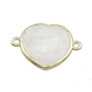 Clear Quartz Heart Connector Gold Plated, approx 17mm