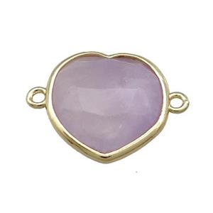 Amethyst Heart Connector Gold Plated, approx 17mm