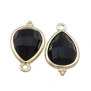 Black Onyx Agate Teardrop Pendant Gold Plated, approx 12-15mm