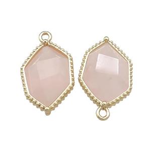 Pink Rose Quartz Prism Pendant Gold Plated, approx 13-18mm