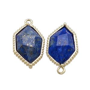 Natural Blue Lapis Lazuli Prism Pendant Gold Plated, approx 13-18mm